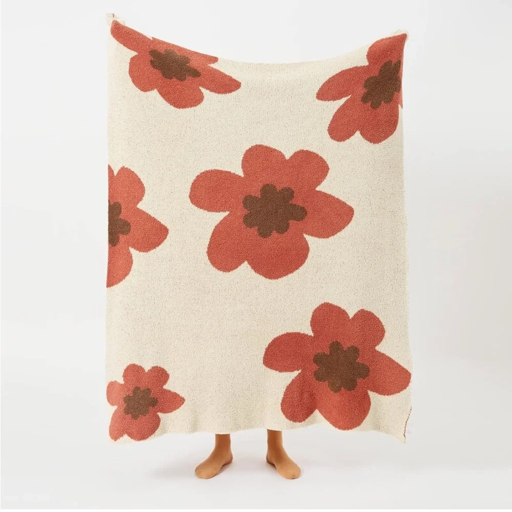 New! Flower Throw Blanket Pattern Soft Fuzzy Warm